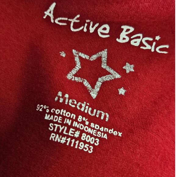 Red Long Sleeve Cotton Blend Tee Size Medium - Picture 3 of 3